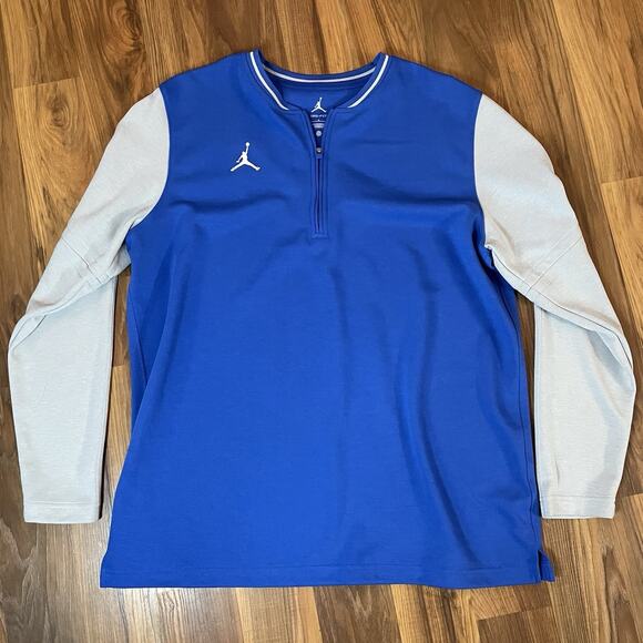 NWOT Nike Air Jordan Dri-FIT Half-Zip Top Men's Large Royal Blue L/S FN7486-493 - Picture 1 of 8